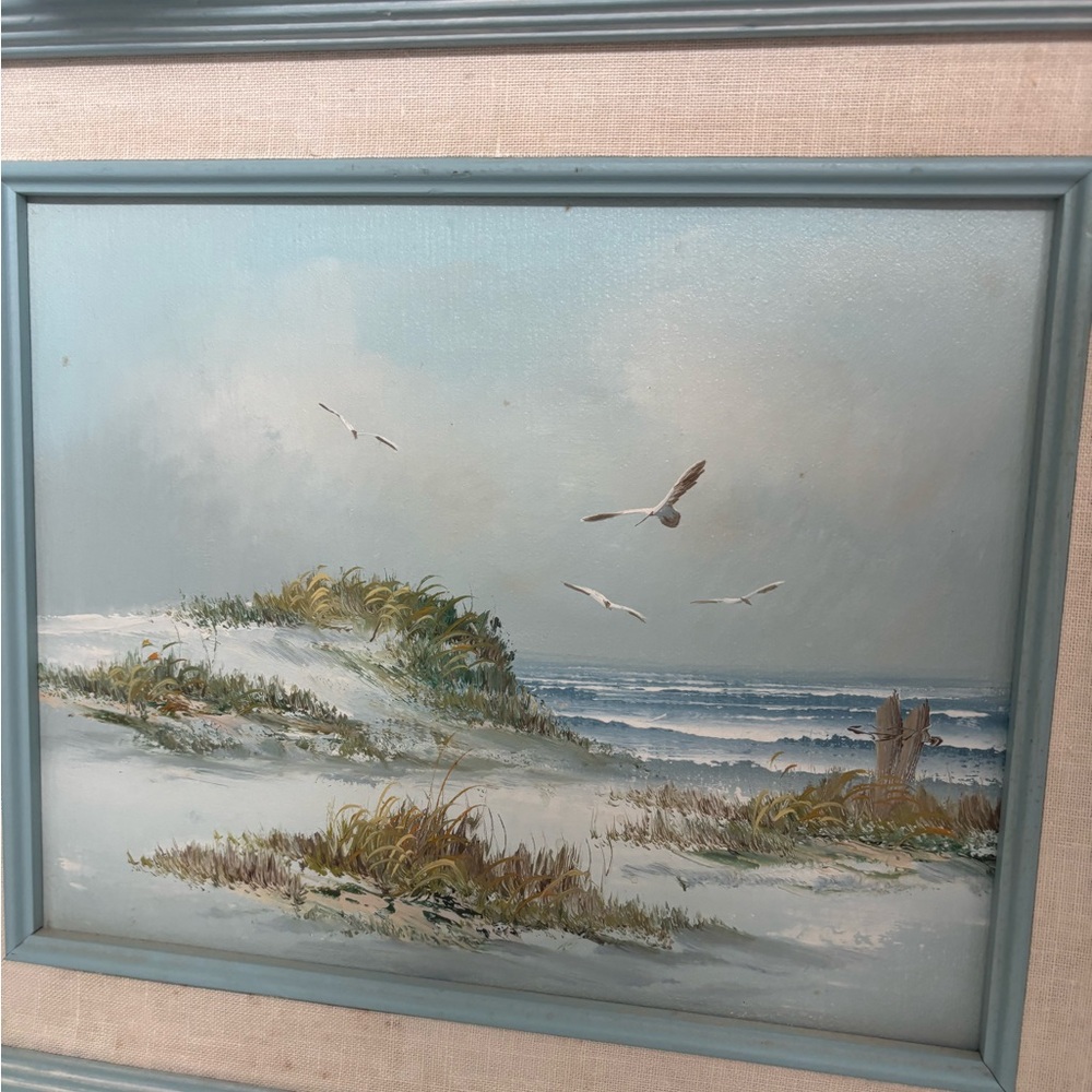 Vintage Coastal Beach Scene Wooden Framed Beautiful NOT Signed Final Sale